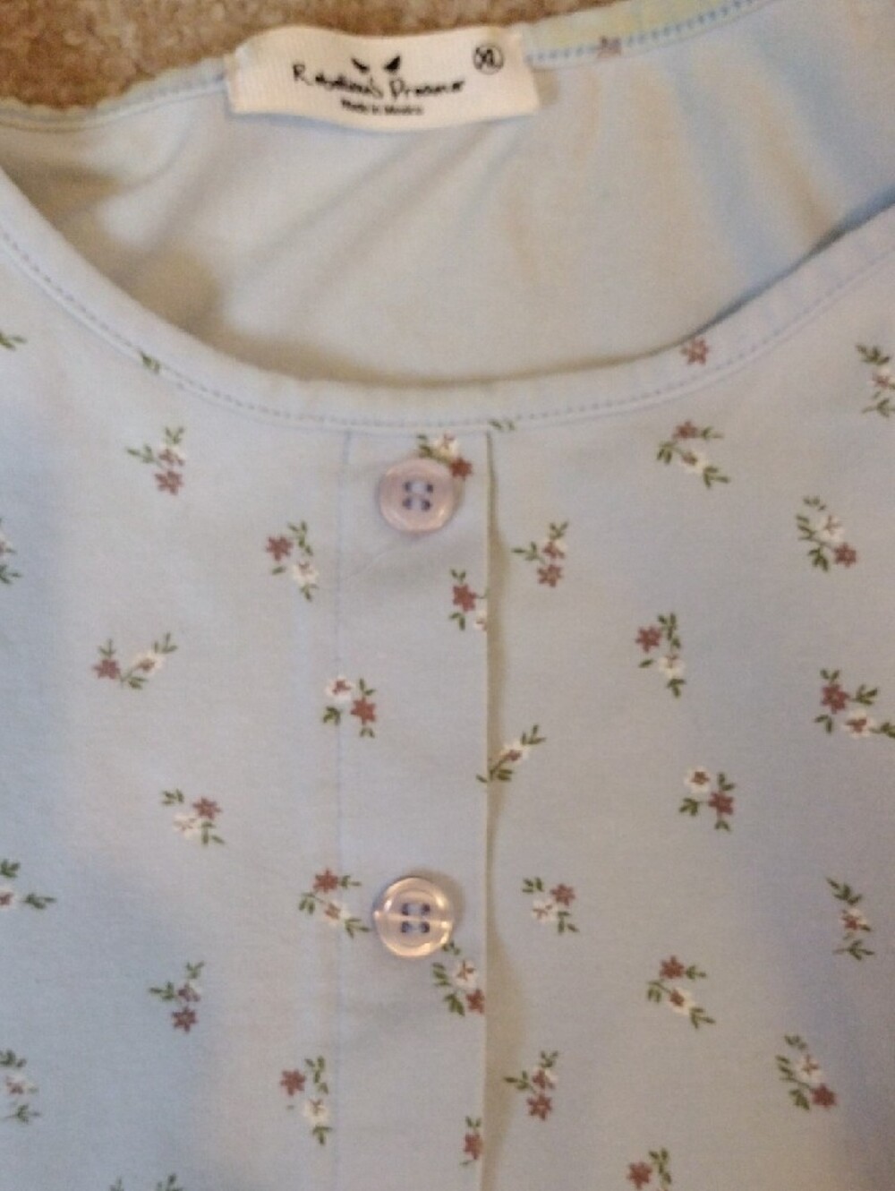 Light Blue Floral Button-Front Top - Picture 2 of 6